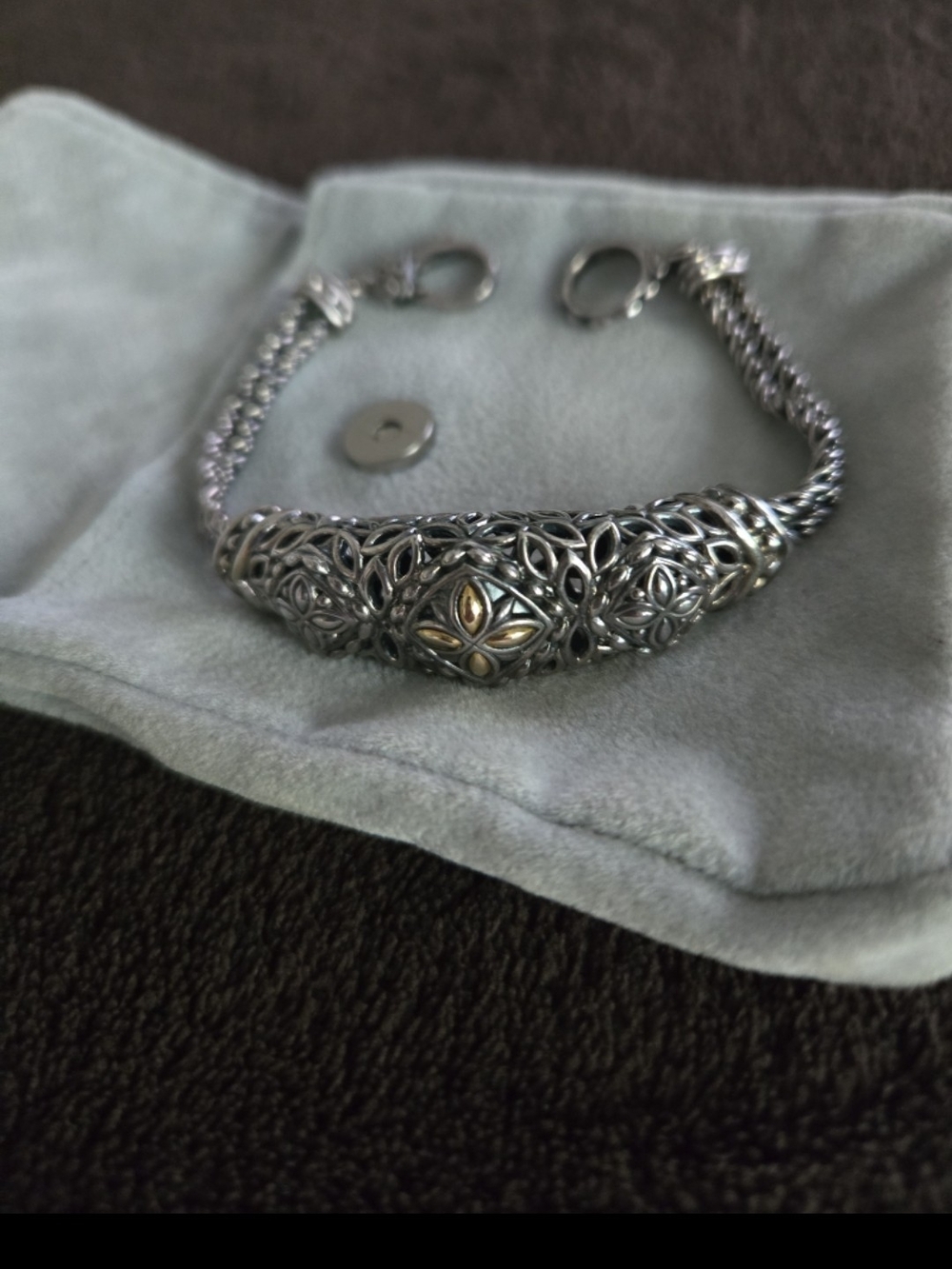 John Hardy Silver Filigree Bracelet with Gold Accent
